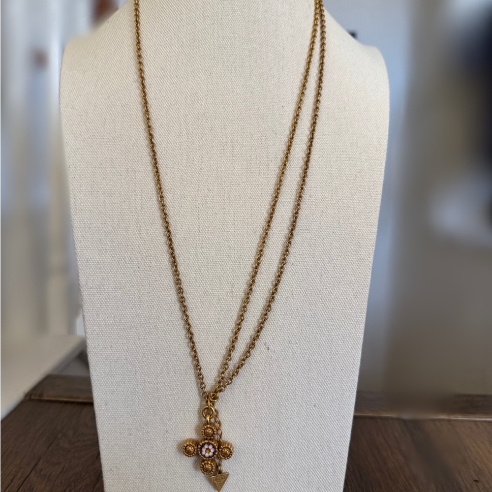 Guess Gold Layered Pendant Necklace